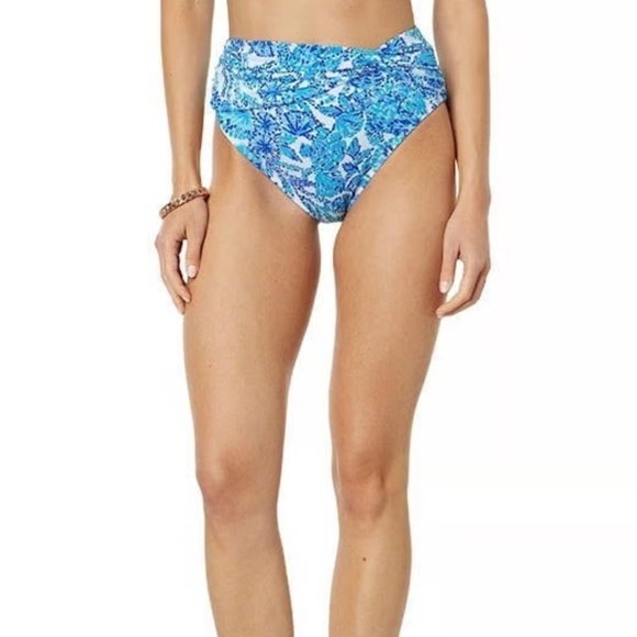 NWOT Lilly Pulitzer Yarrow Turquoise Oasis Shell Me You Love Me Bikini Bottoms - Picture 1 of 12
